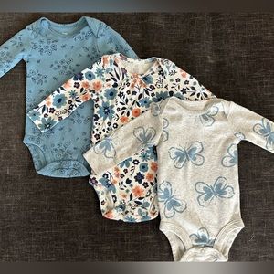 3 pack of Just One You long sleeve bodysuits. Size 3M